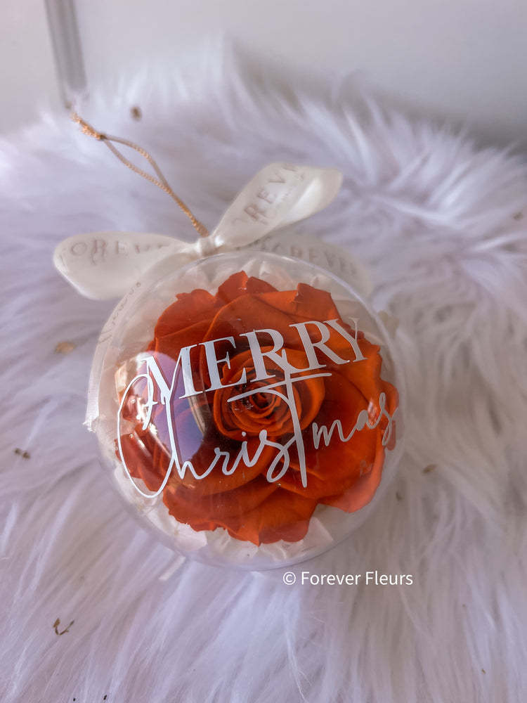 Personalised Everlasting Rose Christmas Bauble - Orange (FREE GIFT BOX!)