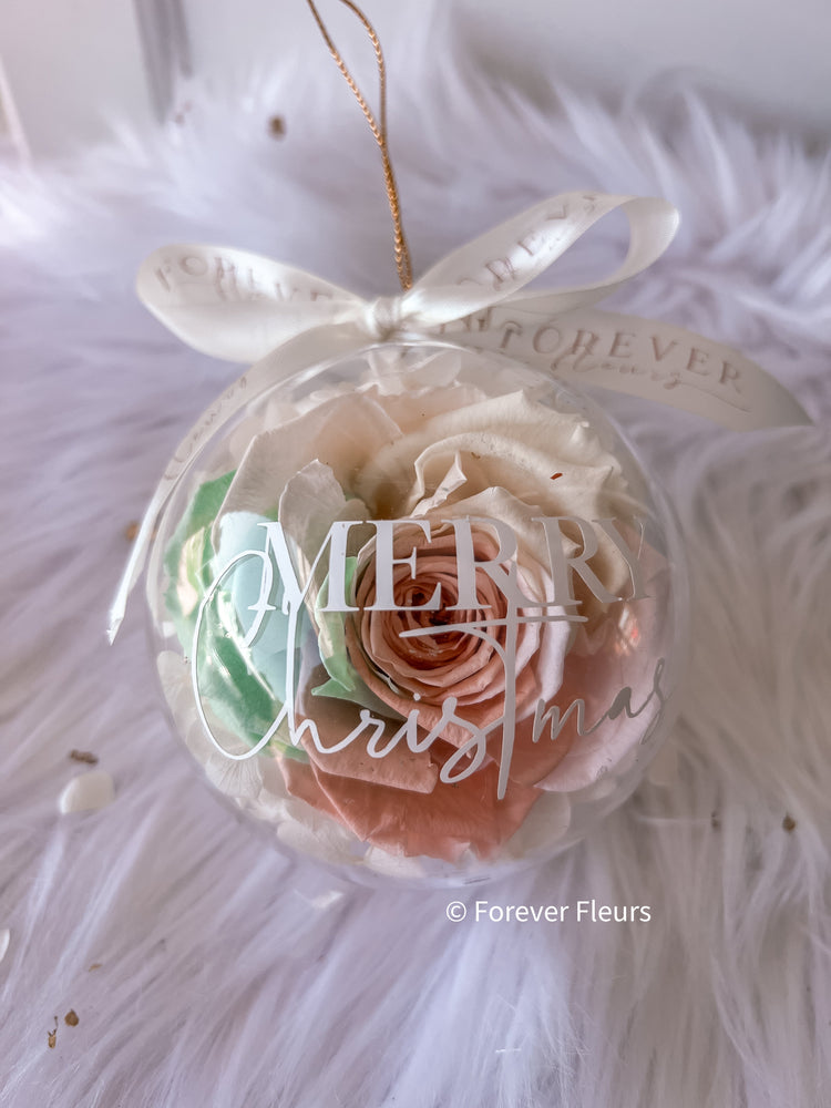 Personalised Everlasting Rose Christmas Bauble - Rainbow (FREE GIFT BOX!) - Forever Fleurs