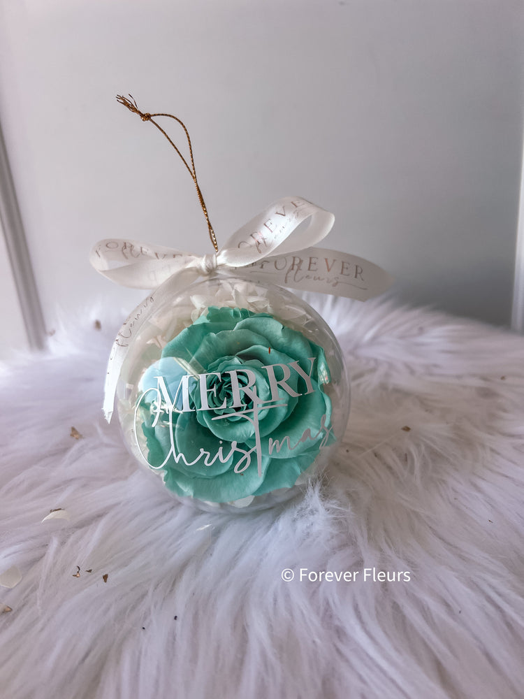 Personalised Everlasting Rose Christmas Bauble - Tiffany Blue (FREE GIFT BOX!) - Forever Fleurs