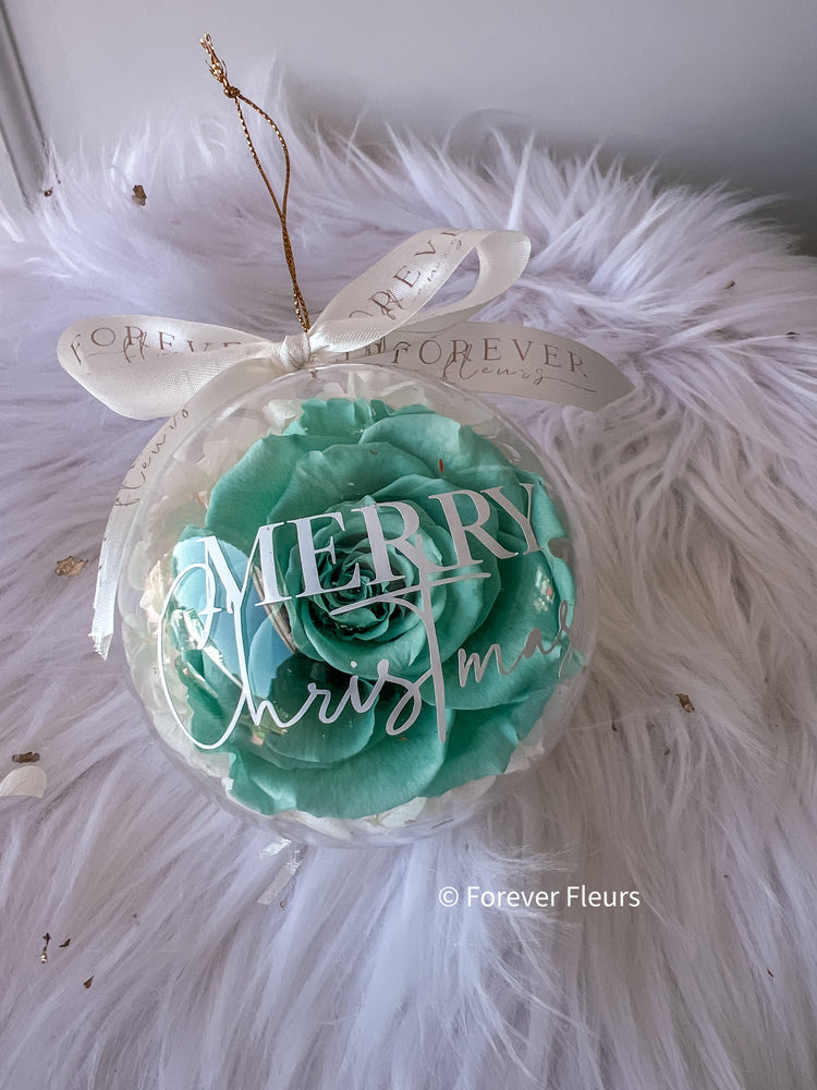 Personalised Everlasting Rose Christmas Bauble - Tiffany Blue (FREE GIFT BOX!)