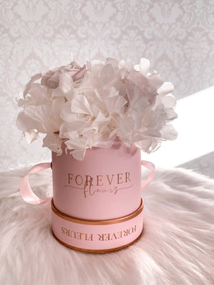 Hydrangea Wanders - Mini Pink Box - White - Forever Fleurs