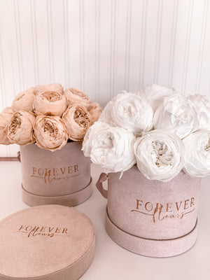 NEW Everlasting Suede Peony Box - Forever Fleurs