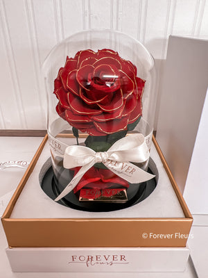 New Mini Everlasting Rose - Red and Gold - Forever Fleurs