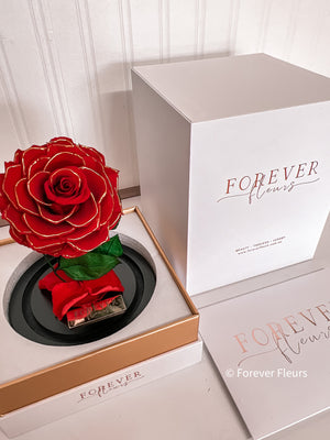 New Mini Everlasting Rose - Red and Gold - Forever Fleurs