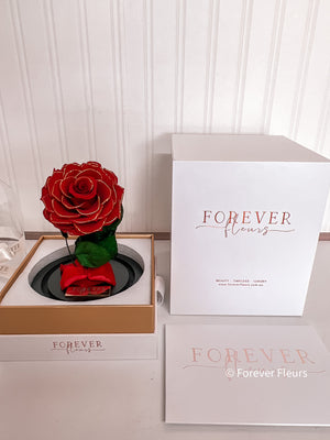 New Mini Everlasting Rose - Red and Gold - Forever Fleurs