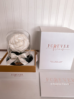 New Mini Everlasting Rose - White and Gold