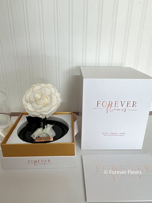 New Mini Everlasting Rose - White and Gold - Forever Fleurs