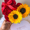 NEW Sunflower and Roses - Heart Box (FREE GIFT BOX) - Forever Fleurs