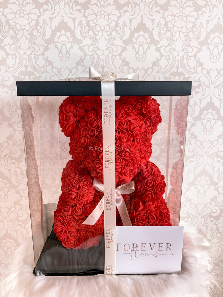 Rose Teddy Bear (FREE GIFT BOX) - Forever Fleurs